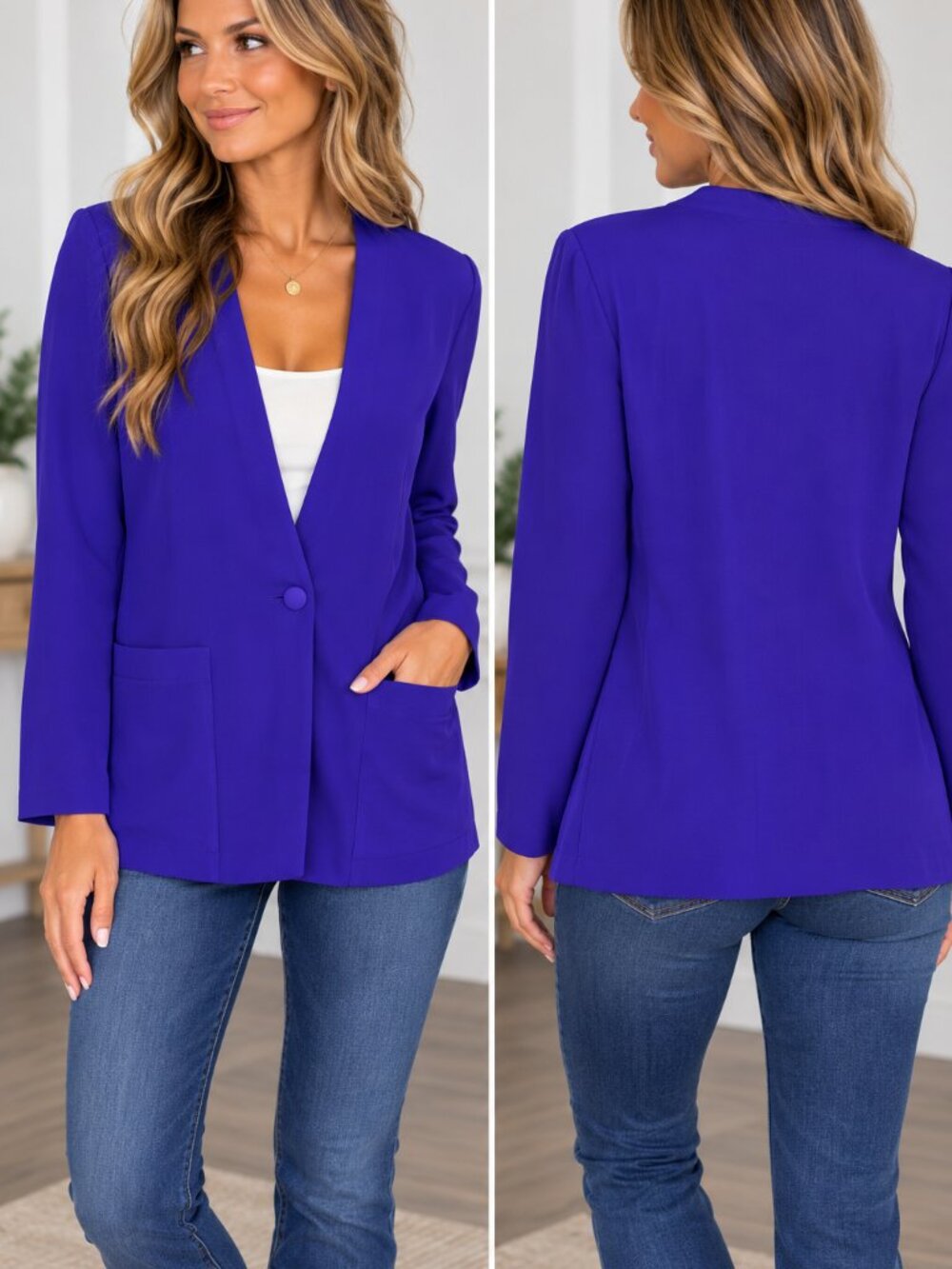 Norton McNaughton Purple Single-Button Blazer Jacket